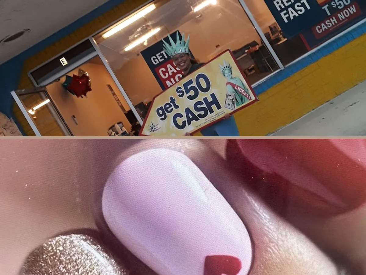 Salon station with manicure lamp and files
